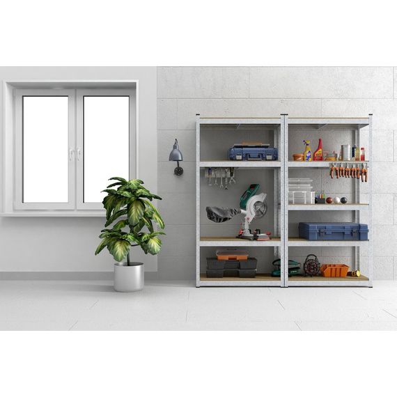 Regál 180x120x50 Metkas, Budget ZM, 750 kg, 5 políc, MDF, zinkovaný, kovovy, regal 4