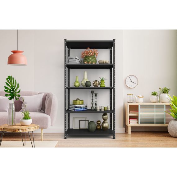 Regál 184x95x34 čierny Metkas, Elegant-1, 250 kg, 5 políc, lakovaný, kovovy, regal 2