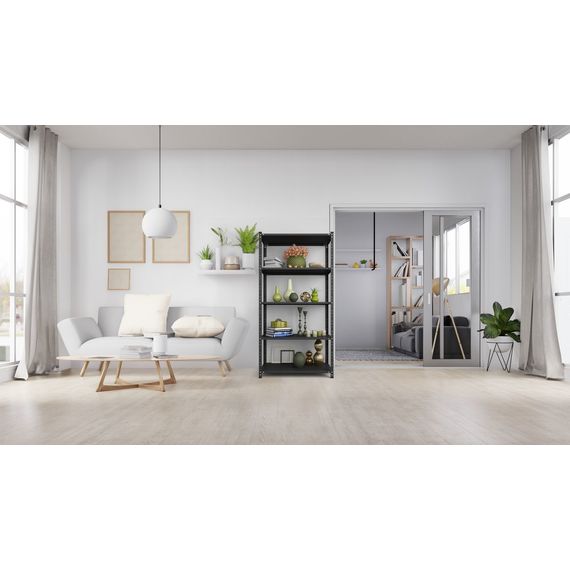 Regál 184x95x44 čierny Metkas, Elegant-2, 250 kg, 5 políc, lakovaný, kovovy, regal 3