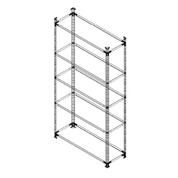 Regál 184x95x34 čierny Metkas, Elegant-1, 250 kg, 5 políc, lakovaný, kovovy, regal 8