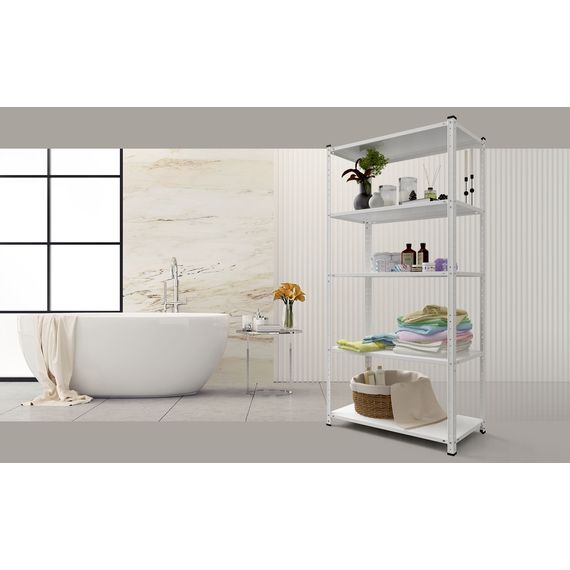 Regál 184x95x44 biely Metkas, Elegant-2, 250 kg, 5 políc, lakovaný, kovovy, regal 3