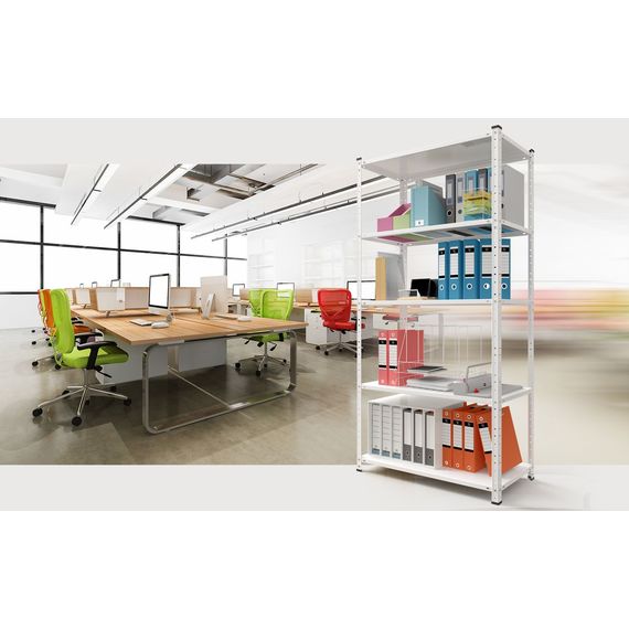 Regál 184x95x44 biely Metkas, Elegant-2, 250 kg, 5 políc, lakovaný, kovovy, regal 5