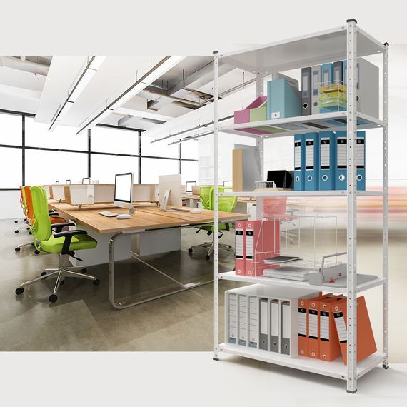 Regál 170x75x30 biely Metkas, REK-2, 175 kg, 5 políc, lakovaný, kovovy, regal 2