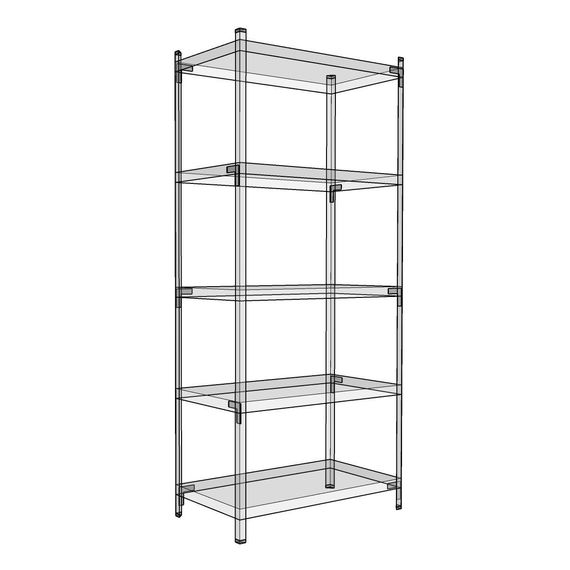 Regál 170x75x30 biely Metkas, REK-2, 175 kg, 5 políc, lakovaný, kovovy, regal 8