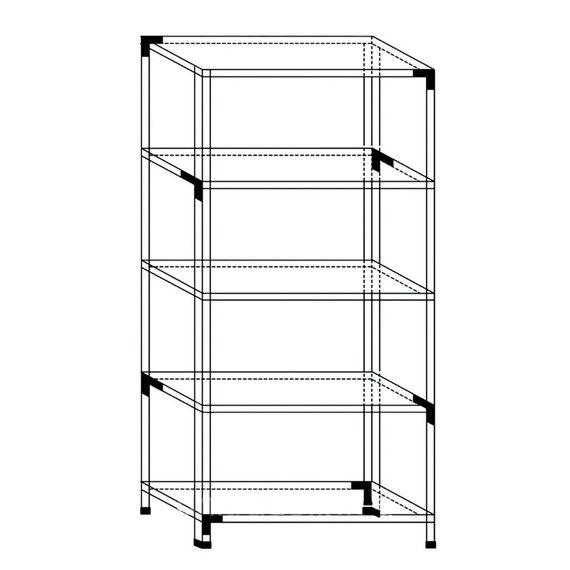 Regál 150x75x30 čierny Metkas, REK-3, 140 kg, 4 police, lakovaný, kovovy, regal 7