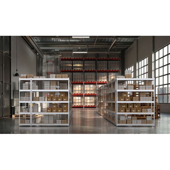 Regál 216x120x50 Metkas, Titan ZM, 1500 kg, 5 políc, MDF, zinkovaný, kovovy, regal 2