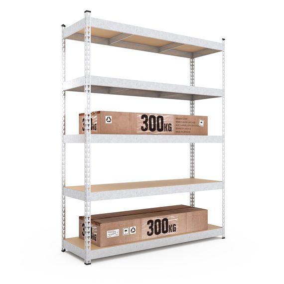 Regál 216x140x50 Metkas, Titan ZM, 1500 kg, 5 políc, MDF, zinkovaný, kovovy, regal 4