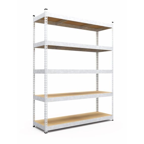 Regál 216x140x50 Metkas, Titan ZM, 1500 kg, 5 políc, MDF, zinkovaný, kovovy